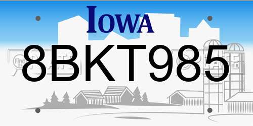 8BKT985 Iowa License Plate