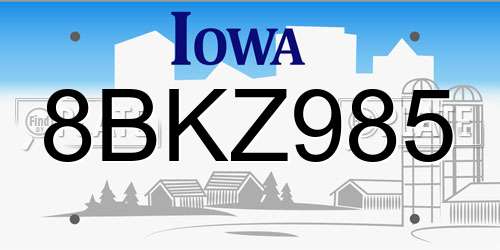8BKZ985 Iowa License Plate