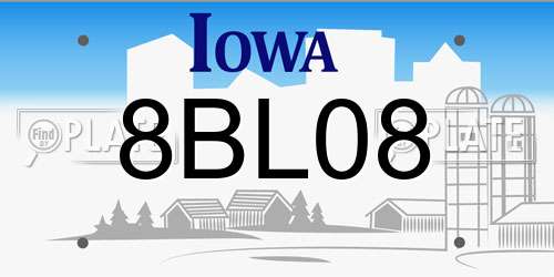 8BL08 Iowa License Plate