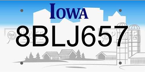 8BLJ657 Iowa License Plate