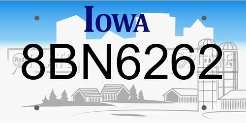 8BN6262 Iowa License Plate