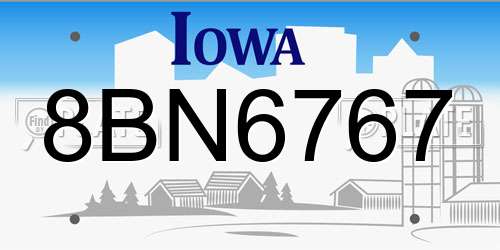 8BN6767 Iowa License Plate