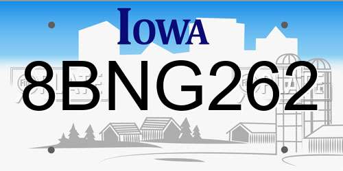 8BNG262 Iowa License Plate