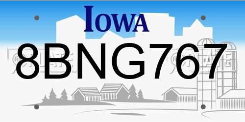 8BNG767 Iowa License Plate
