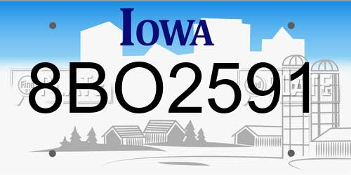 8BO2591 Iowa License Plate