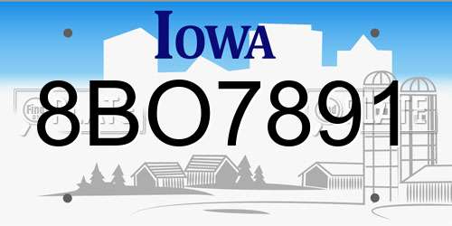 8BO7891 Iowa License Plate
