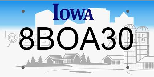 8BOA30 Iowa License Plate