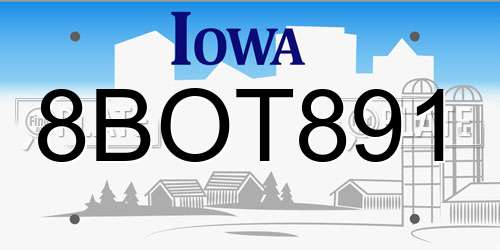 8BOT891 Iowa License Plate