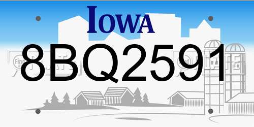 8BQ2591 Iowa License Plate