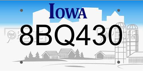 8BQ430 Iowa License Plate