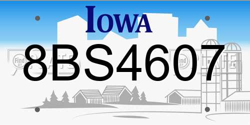 8BS4607 Iowa License Plate