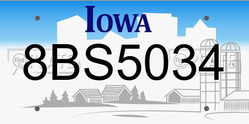 8BS5034 Iowa License Plate