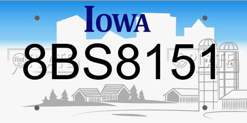 8BS8151 Iowa License Plate