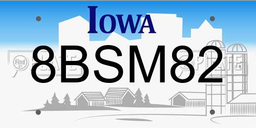 8BSM82 Iowa License Plate