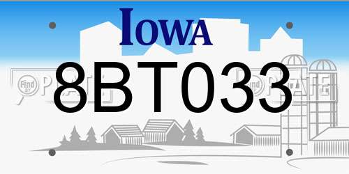 8BT033 Iowa License Plate