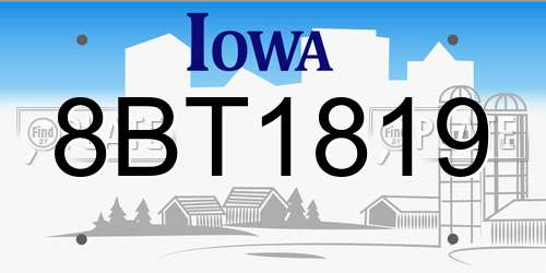 8BT1819 Iowa License Plate