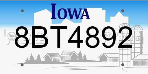 8BT4892 Iowa License Plate