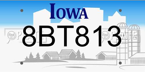 8BT813 Iowa License Plate