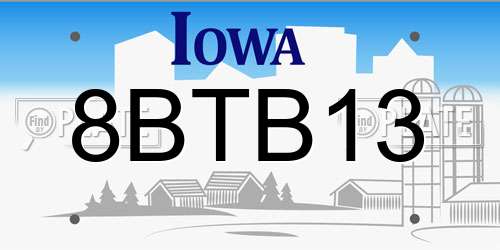 8BTB13 Iowa License Plate