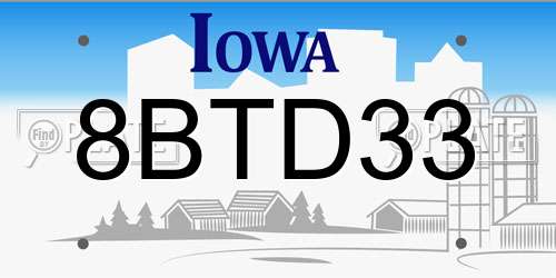 8BTD33 Iowa License Plate