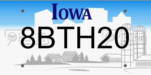 8BTH20 Iowa License Plate
