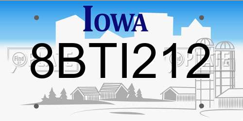 8BTI212 Iowa License Plate