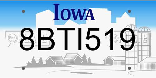 8BTI519 Iowa License Plate