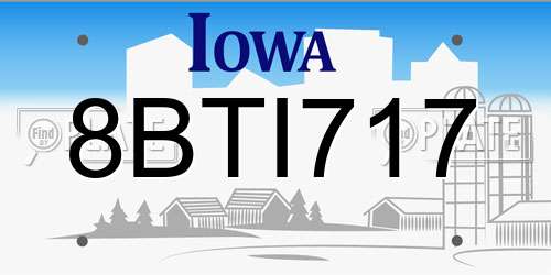 8BTI717 Iowa License Plate