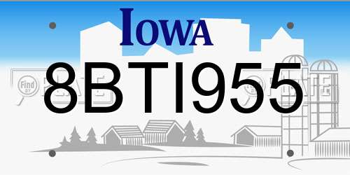8BTI955 Iowa License Plate