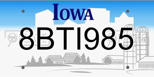 8BTI985 Iowa License Plate