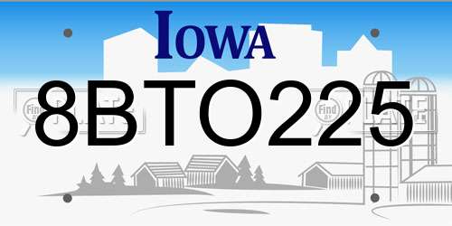 8BTO225 Iowa License Plate