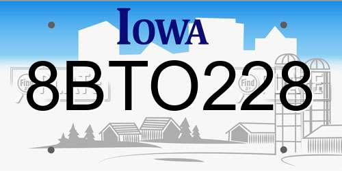 8BTO228 Iowa License Plate