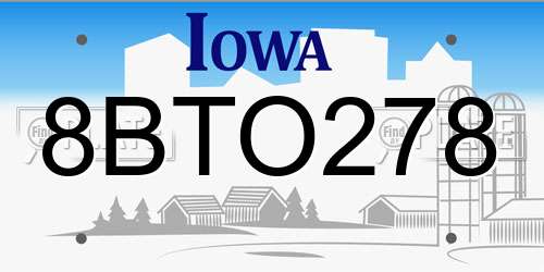 8BTO278 Iowa License Plate