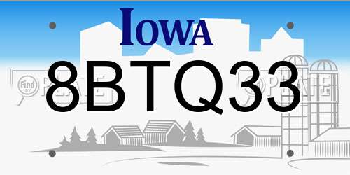 8BTQ33 Iowa License Plate