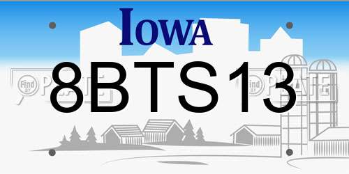 8BTS13 Iowa License Plate