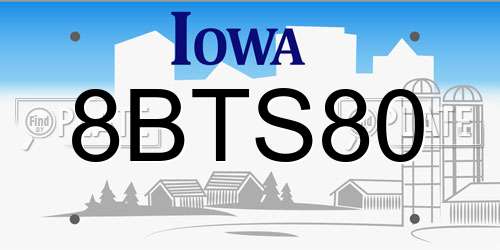 8BTS80 Iowa License Plate