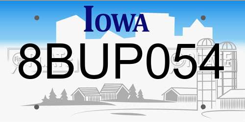 8BUP054 Iowa License Plate