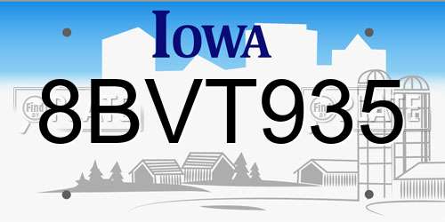 8BVT935 Iowa License Plate