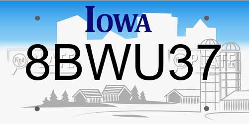8BWU37 Iowa License Plate