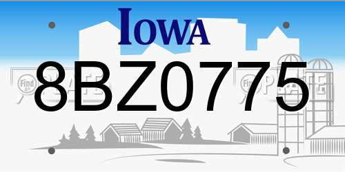8BZ0775 Iowa License Plate