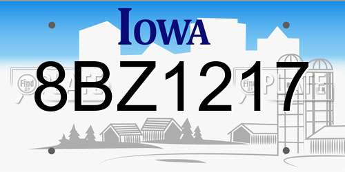 8BZ1217 Iowa License Plate