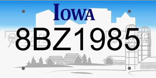 8BZ1985 Iowa License Plate