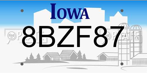 8BZF87 Iowa License Plate