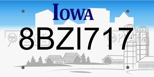 8BZI717 Iowa License Plate