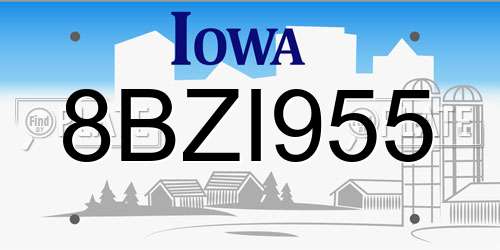 8BZI955 Iowa License Plate