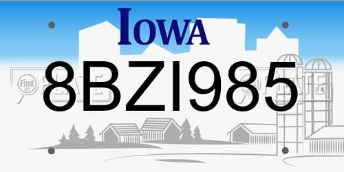 8BZI985 Iowa License Plate
