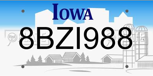 8BZI988 Iowa License Plate