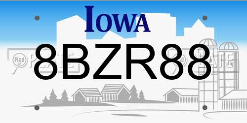 8BZR88 Iowa License Plate