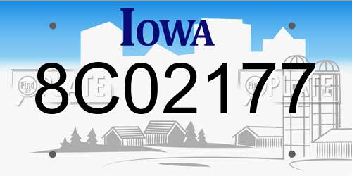 8C02177 Iowa License Plate