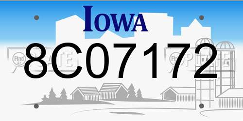 8C07172 Iowa License Plate